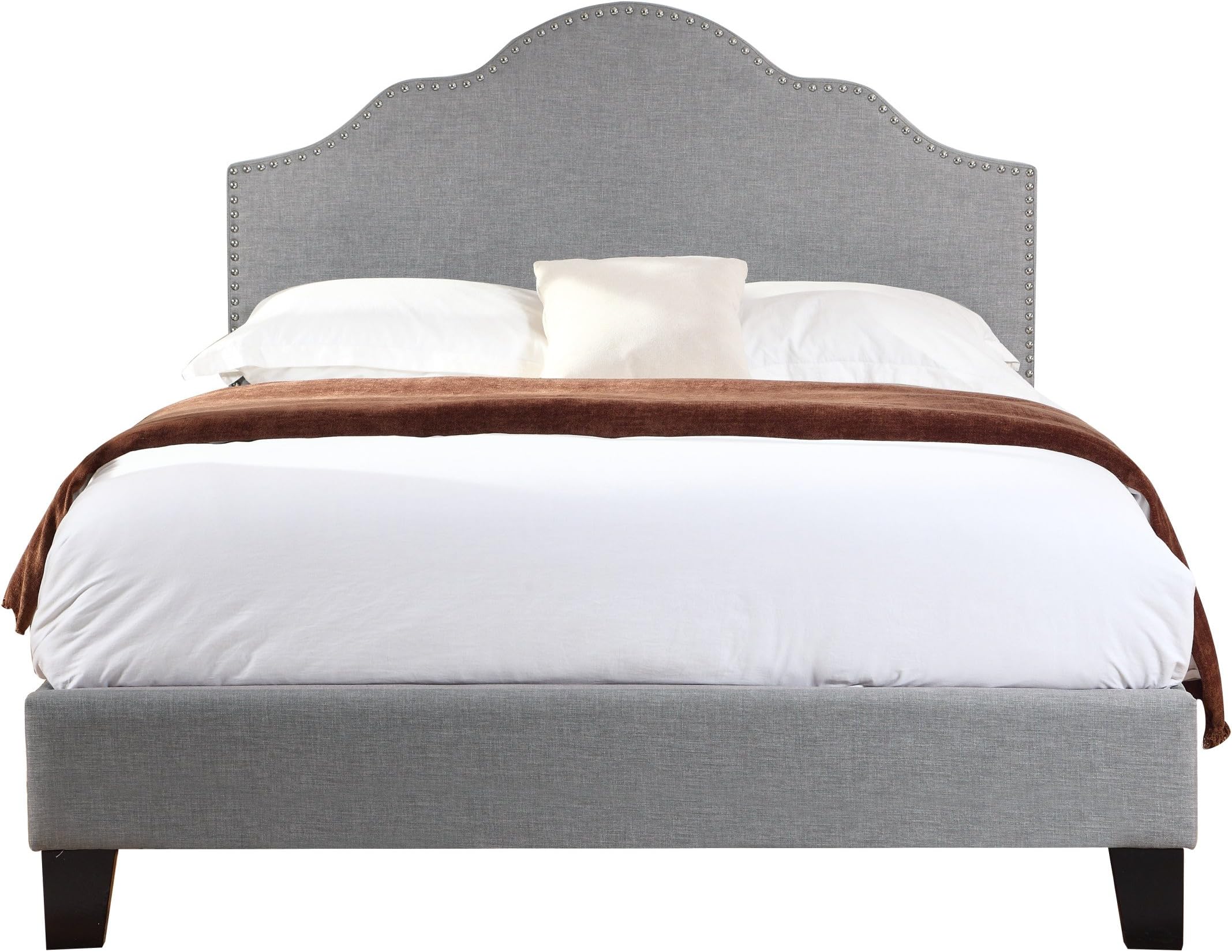 Artum Hill Upholstered Bed With Nailhead, Padded Headboard, And Platform-Style Base