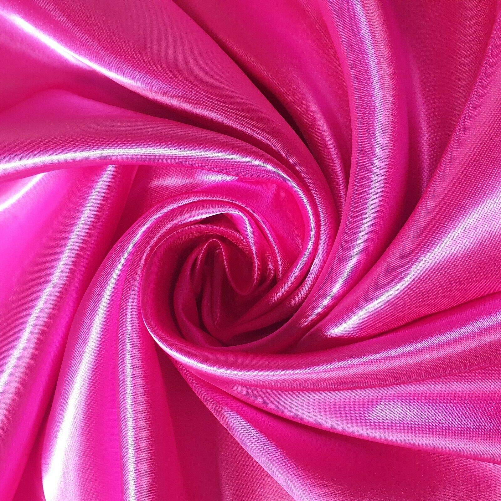 100% Polyester/Poly Silk Silky Satin Fabric, Dressmaking, Wedding, Prom - Dress Craft Fabric Material 58" - 150 cm Wide Sold As 1 Meter Pre - Cut Lengths (Cerise)