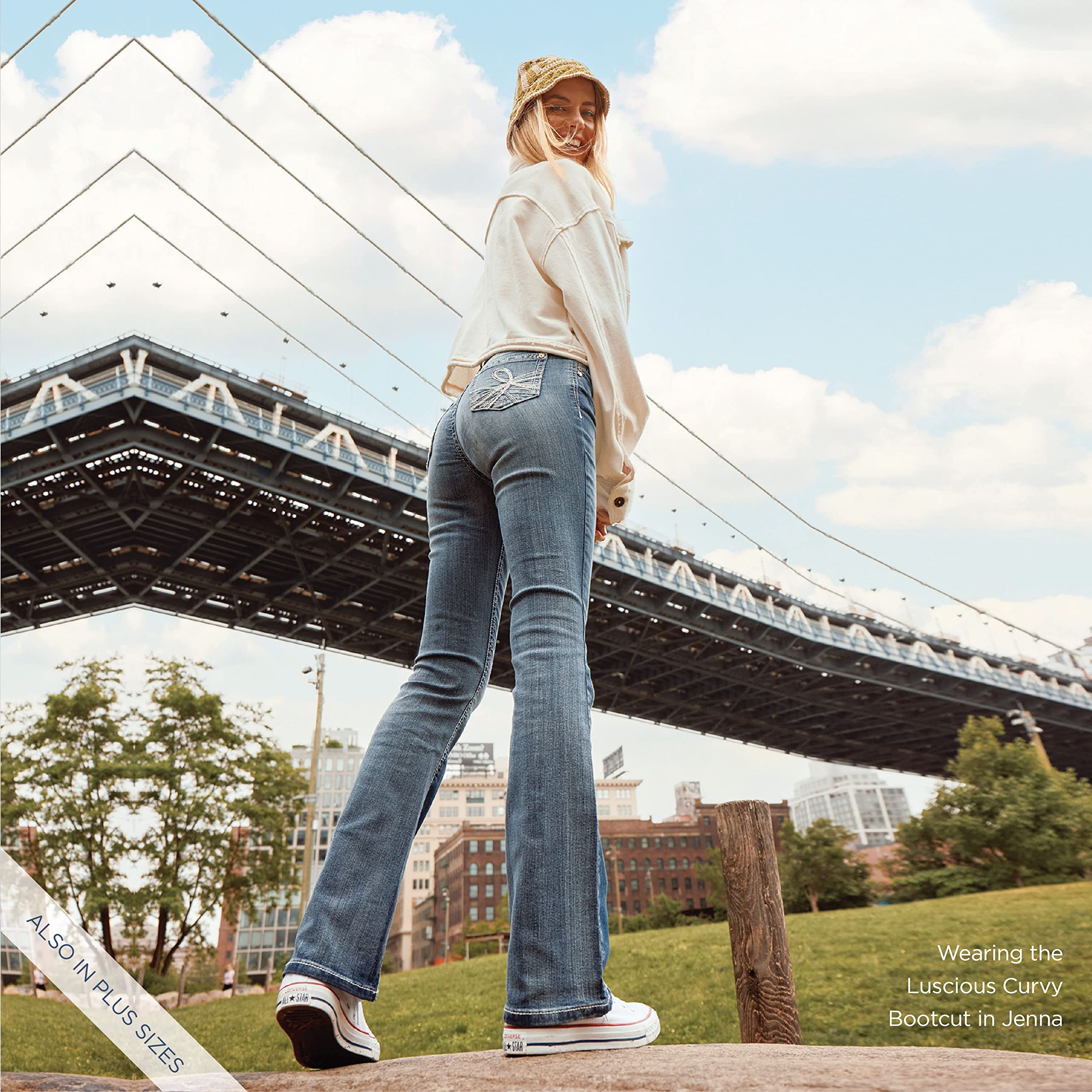 WallFlower Luscious Curvy Bootcut Jeans for Women Mid-Rise Insta Stretch Denim, Size Inclusive Juniors Jeans, Sizes 0 to 24