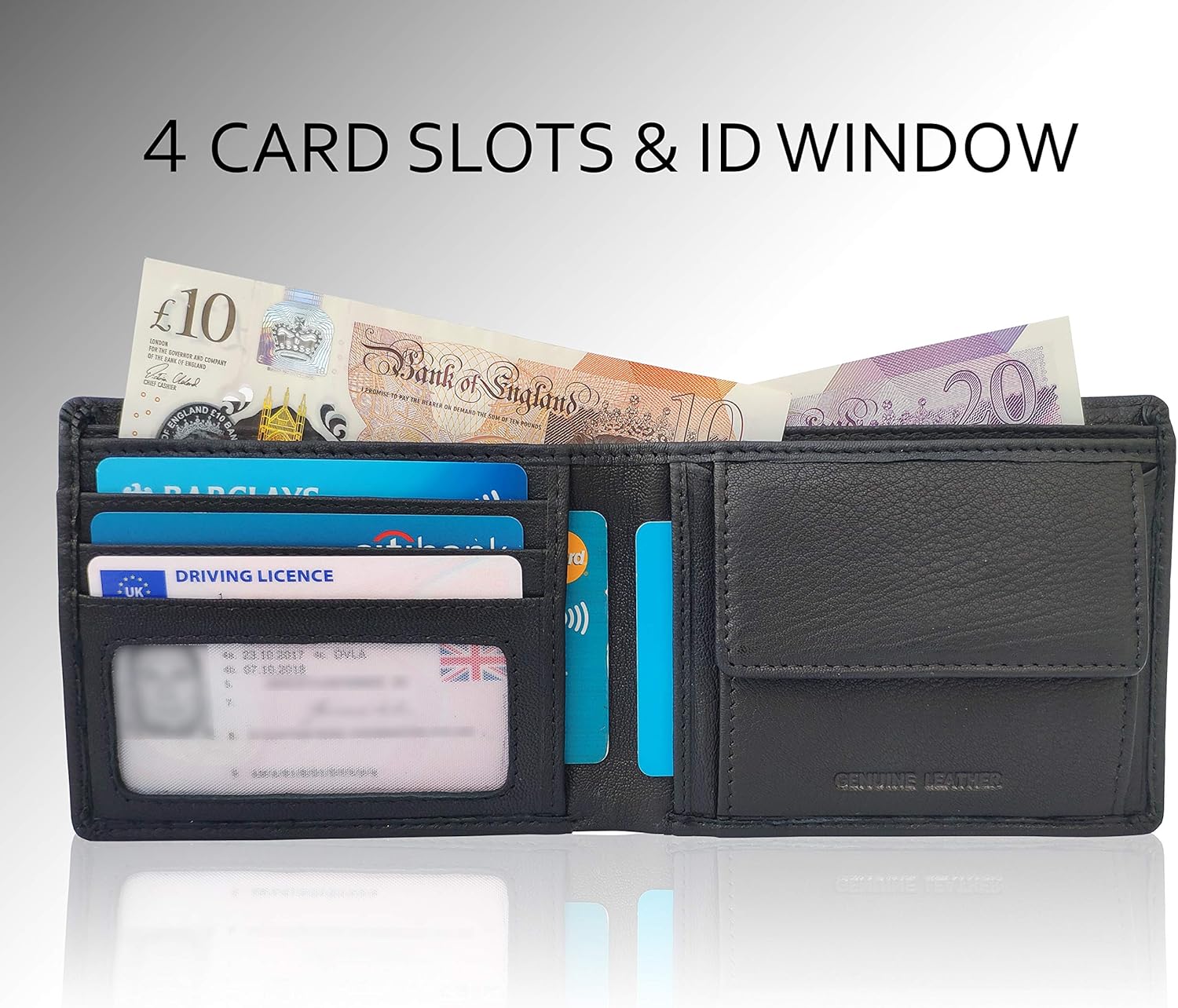 KORUMA Men's Wallet Slim Leather RFID Blocking Mens Wallets with up to 7 Card Holder, 2 Banknote Compartments, Coin Pocket - Image 3
