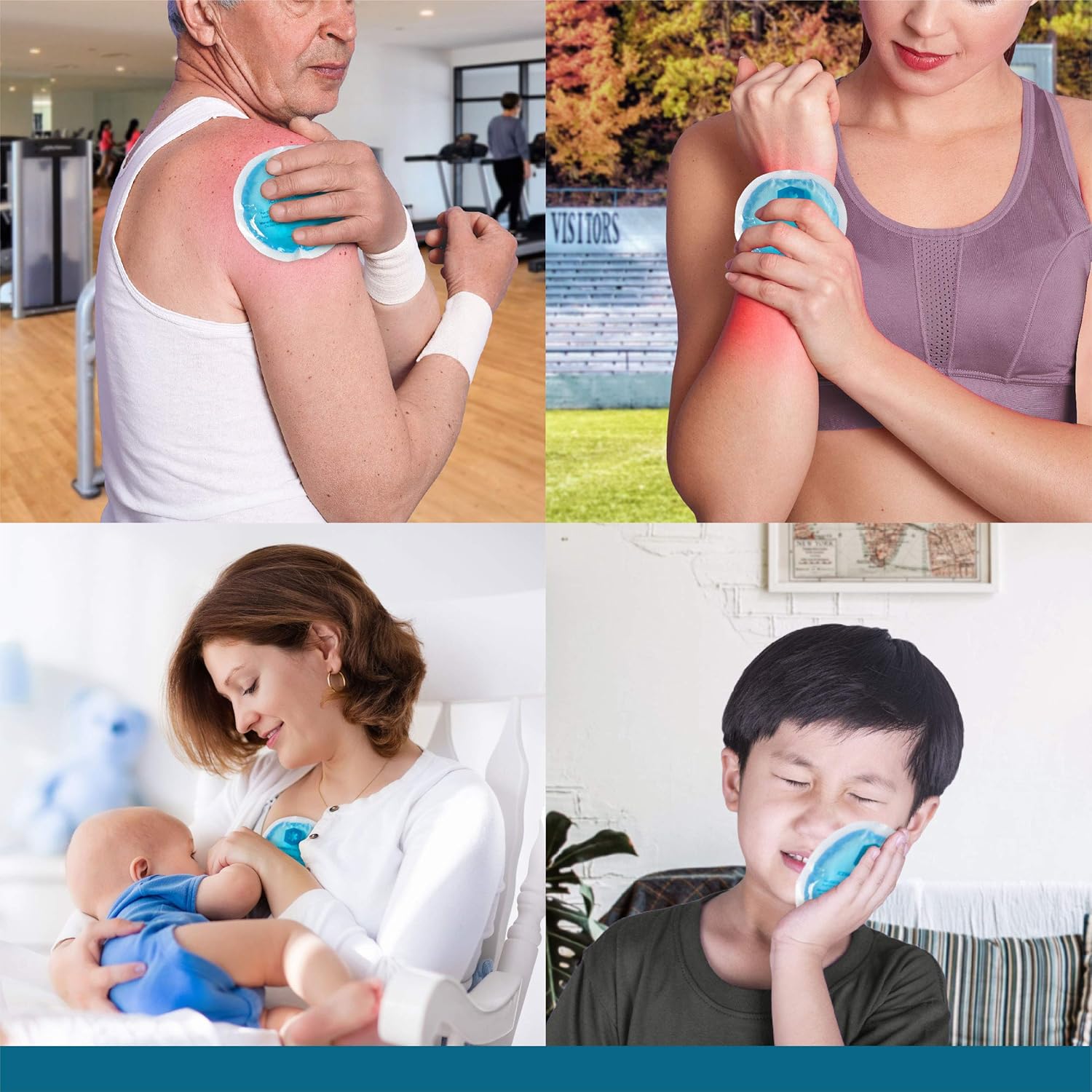 ICEWRAPS Reusable Gel Ice Packs with Cloth Backing - Hot Cold Pack for Kids Injuries, Breastfeeding, Wisdom Teeth, First Aid - Round 5 Pack: Health & Personal Care