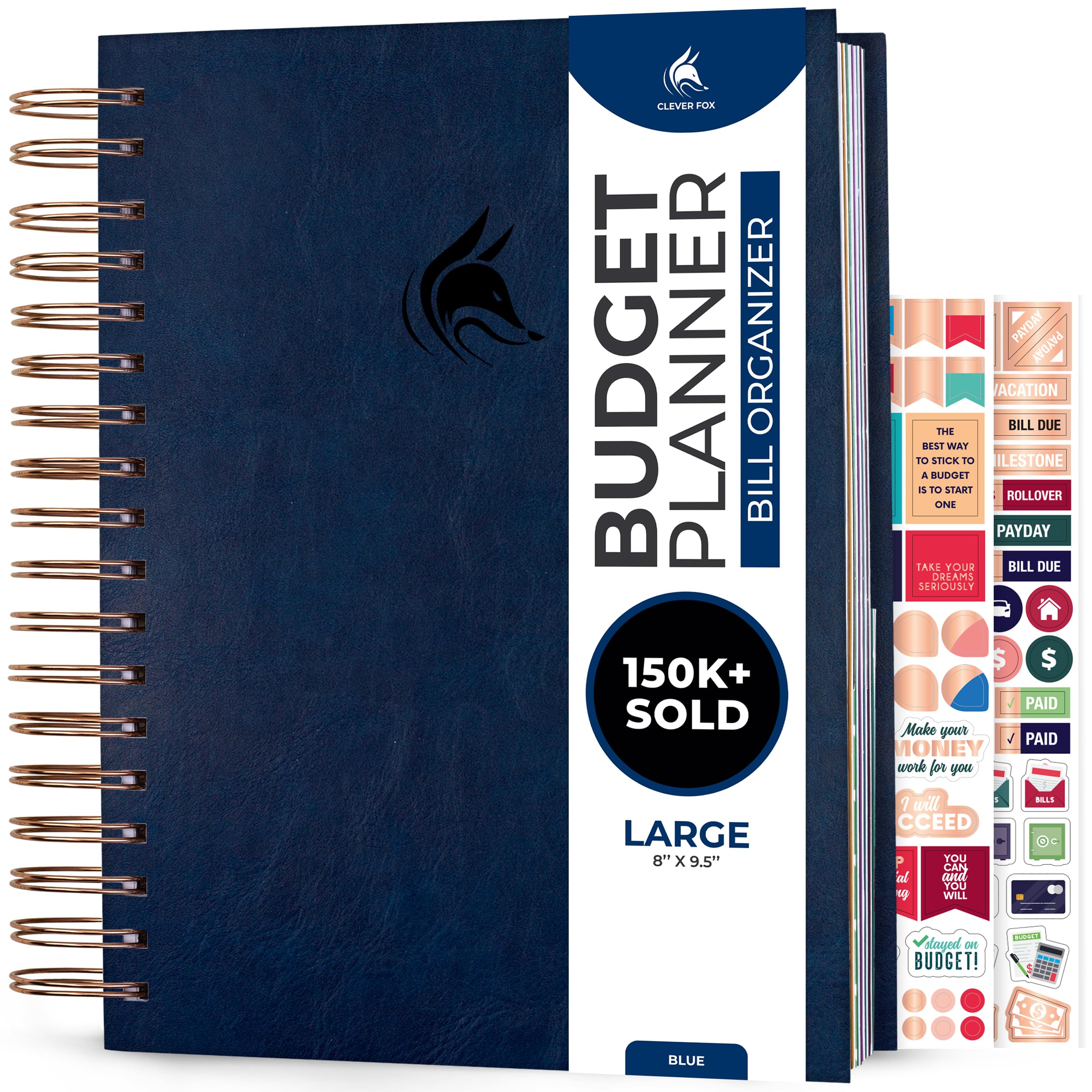 Clever Fox Budget Planner & Monthly Bill Organizer with Pockets. Expense Tracker Notebook, Budgeting Journal and Financial Planner Budget Book to Control Your Money. Large Size – Dark Blue