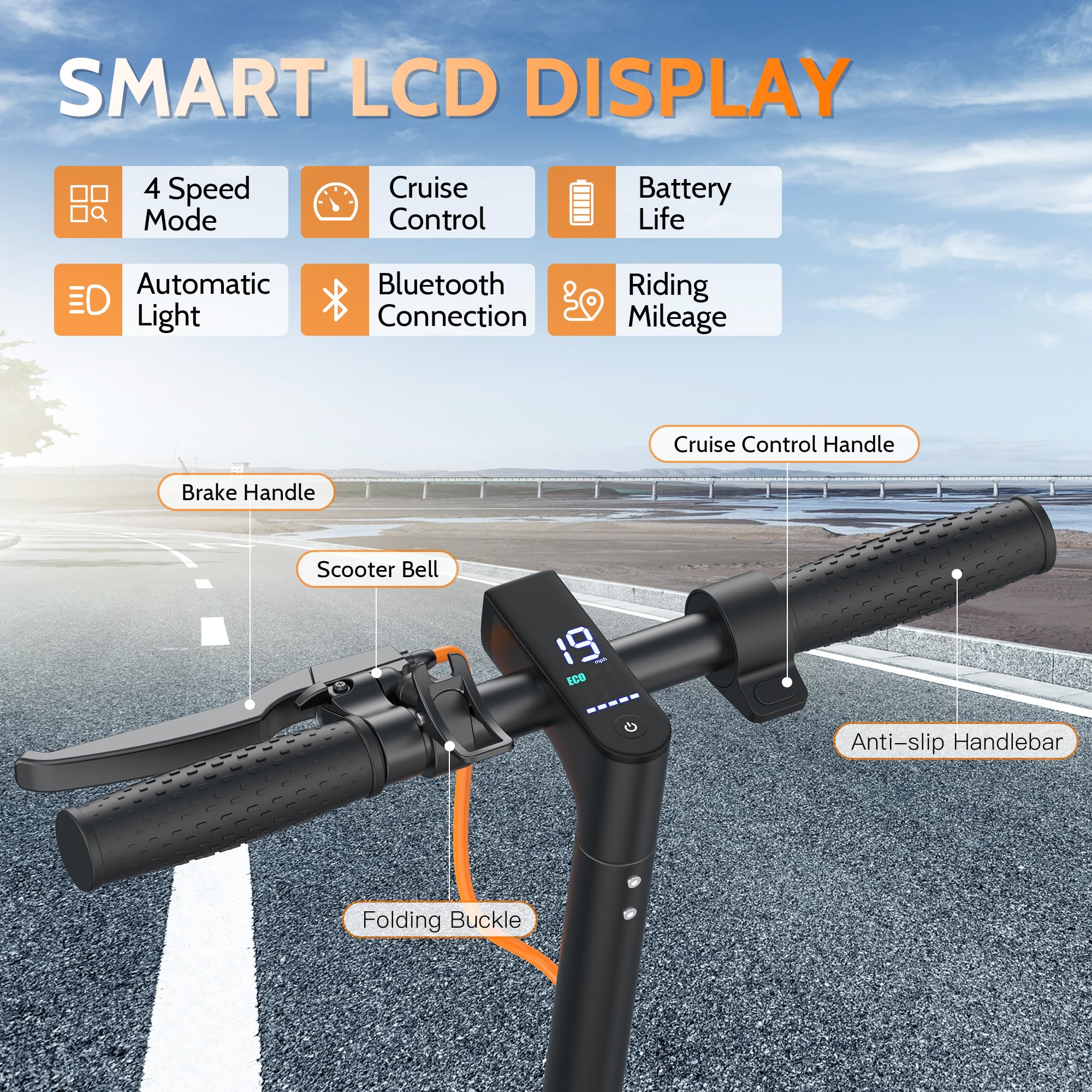 Electric Scooter for Adults, Folding E Scooter with 350W/500W Motor 16-24 Mph Top Speed, Max 15-60 Miles Long Range, 6.5''/8.5''/10''/14'' Solid Tires Commuting Scooters, Dual Brakes, APP