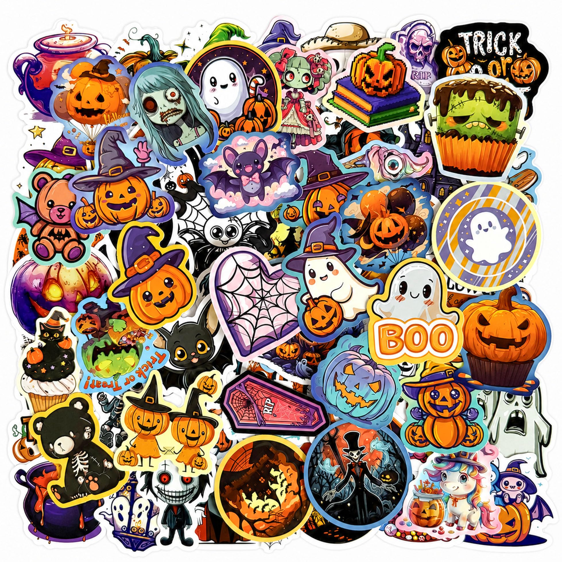 Halloween Stickers 100PCS Party Favors Bulk, Horror Sticker Gifts | 100pcs Non Repeating, Vinyl Waterproof, No Residue After
