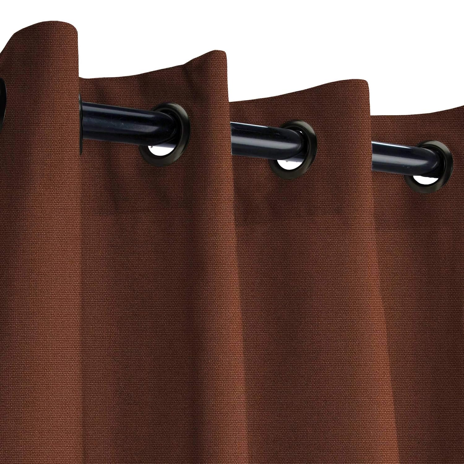 Sunbrella Canvas Brass Outdoor Curtain with Dark Gunmetal Grommets 50 in. Wide x 84 in. Long