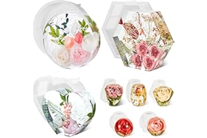 ISSEVE 8Pcs Resin Molds Silicone Kit, Silicone Molds for Resin, Include Large Round Hexagon Heart Resin Mold & 5Pcs Small Crystal Epoxy Molds, Epoxy Resin Casting Molds for Flowers Preservation