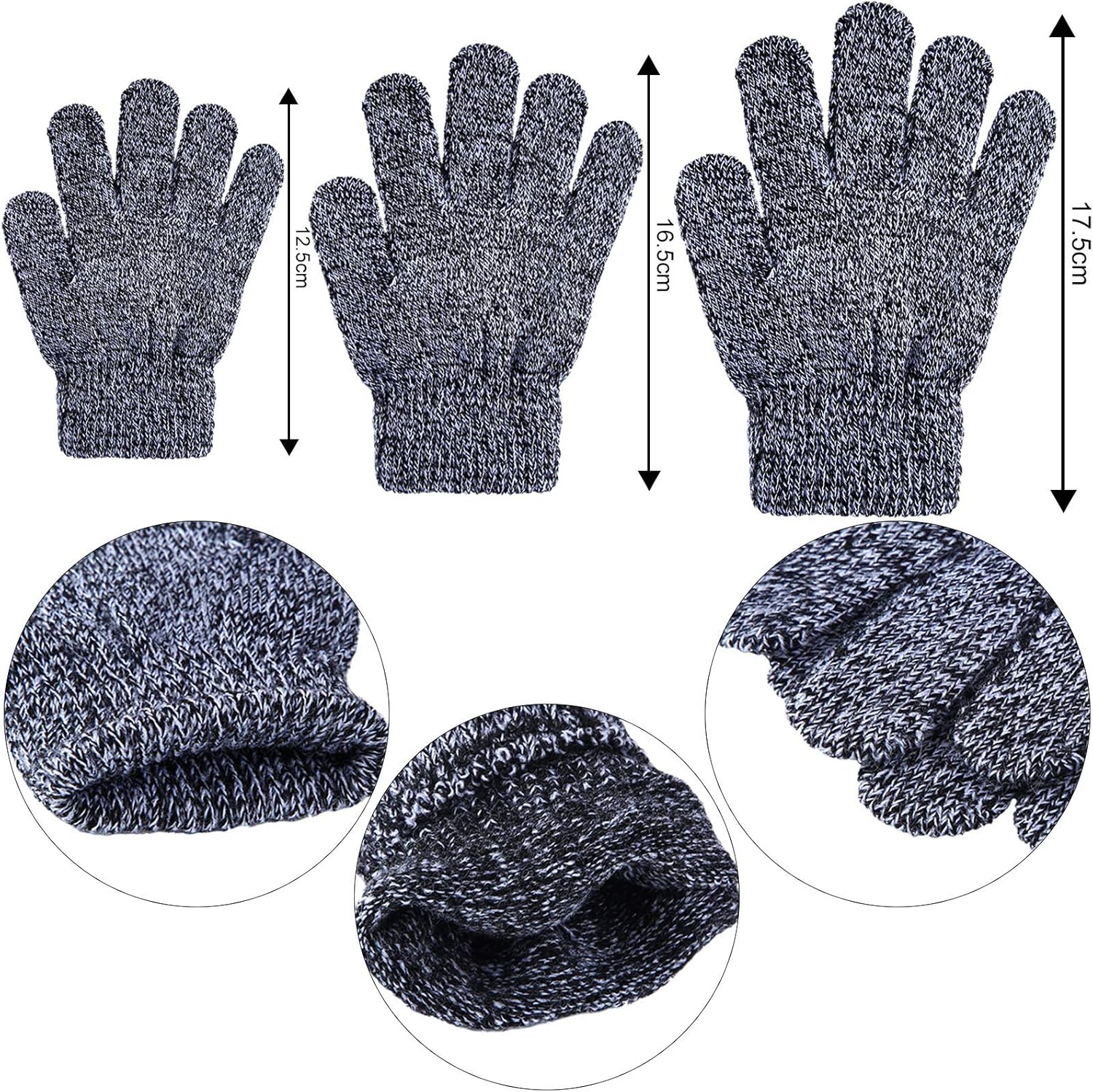 Cooraby 12 Pairs Kids Winter Gloves Mixed Knitted Warm Full Fingers Gloves for Boys or Girls: Clothing