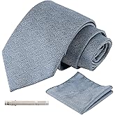 THESRYTTL Men's Classic Patterned Necktie Set for Formal Business and Wedding with Pocket Square Tie Clip