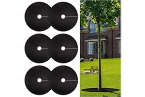 UCANDY 32.5 Inch Non-Woven Tree Mulch Ring 6 Pack, Weed Barrier Mat,Degradable Tree Mulch Used to inhibit Weed Growth and Landscape Weed Control Plant Root Protection (Black-6 pack-32.5")