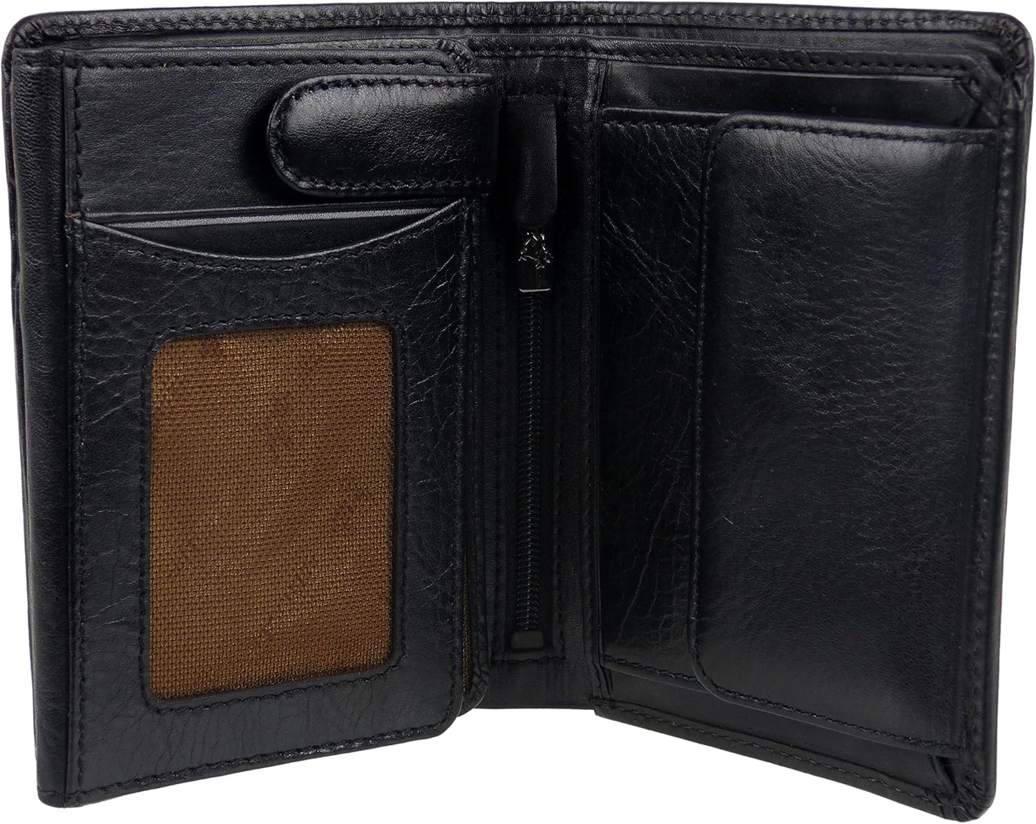 Mens Italian Leather Stylish RFID Protected Tri-Fold Wallet by Visconti Gift Box, Black - Image 4