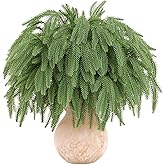 karoro 16 Pcs Christmas Norfolk Pine Branches, Artificial Christmas Pine Branches Fake Greenery Picks for Vase DIY Crafts Xmas Garland Wreath Indoor Home Decor