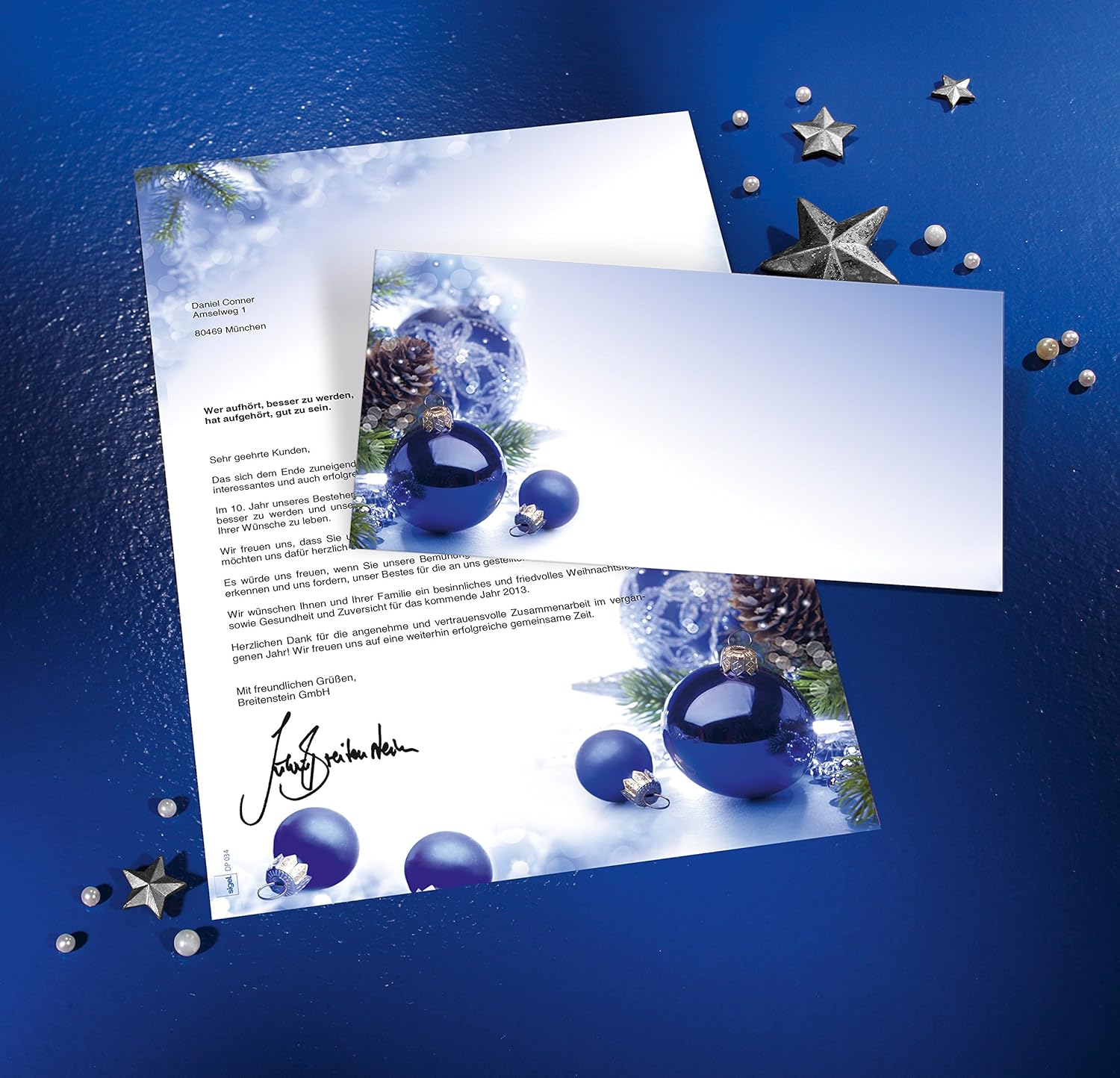 SIGEL Weihnachtsbriefpapier Blue Harmony - 100 Blatt A4 Nachhaltig