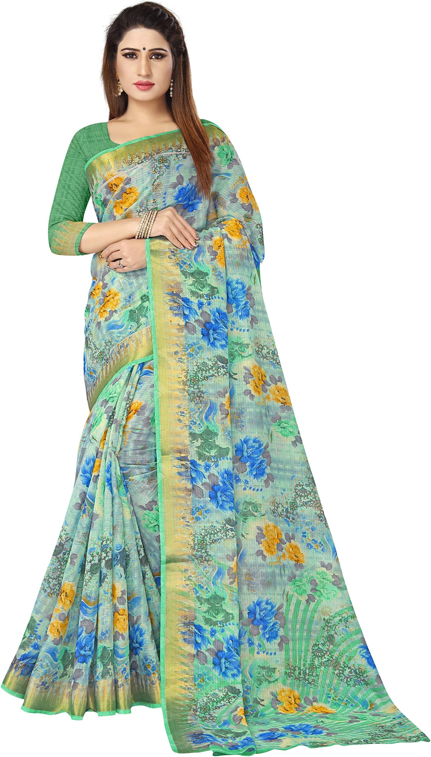 Venisa Women's Printed Saree with Blouse Piece