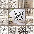 12 Pieces Animal Print Stencils Painting Templates Stencils DIY Stencils for Scrapbooking Drawing Tracing DIY Design Furniture Wall Floor Decor (7.87 x 7.87 Inch)