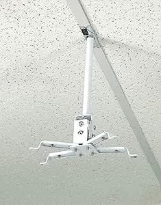 ALZO Short Suspended Drop Ceiling Video Projector Mount with Scissor Clamp for T-Bar Attachment with 10 Inch Drop