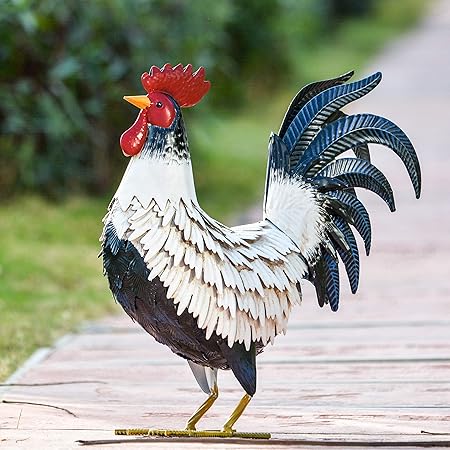 Amazon Com Teresa S Collections 17inch Metal Rooster Decor