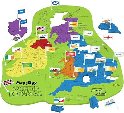 Imagimake Mapology United Kingdom Jigsaw Puzzle for Kids Flags Capitals