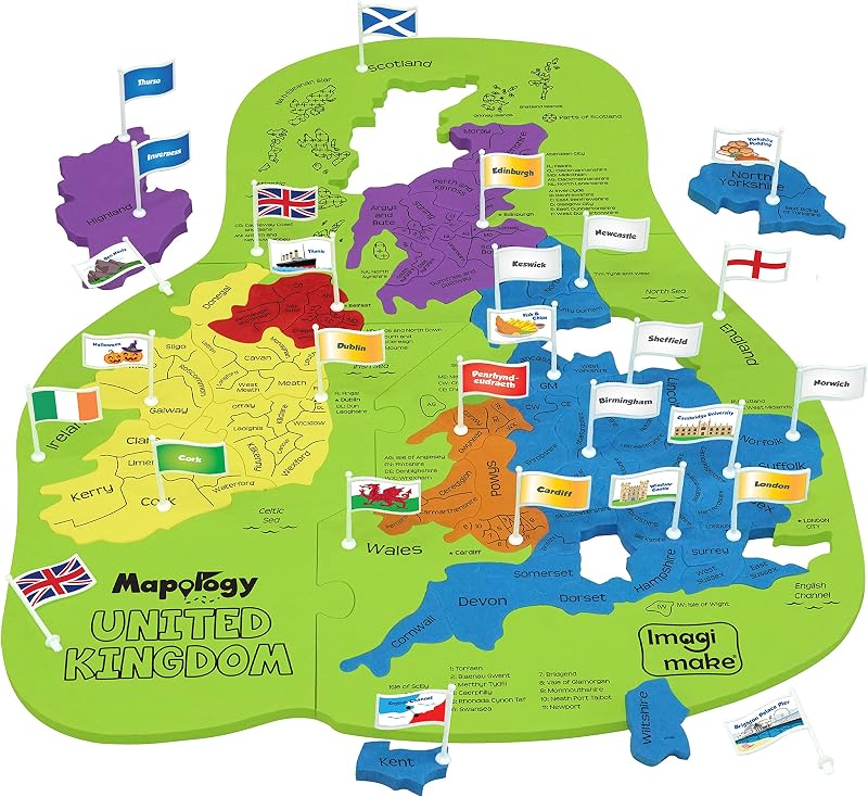 Imagimake Mapology United Kingdom Jigsaw Puzzle for Kids Flags Capitals