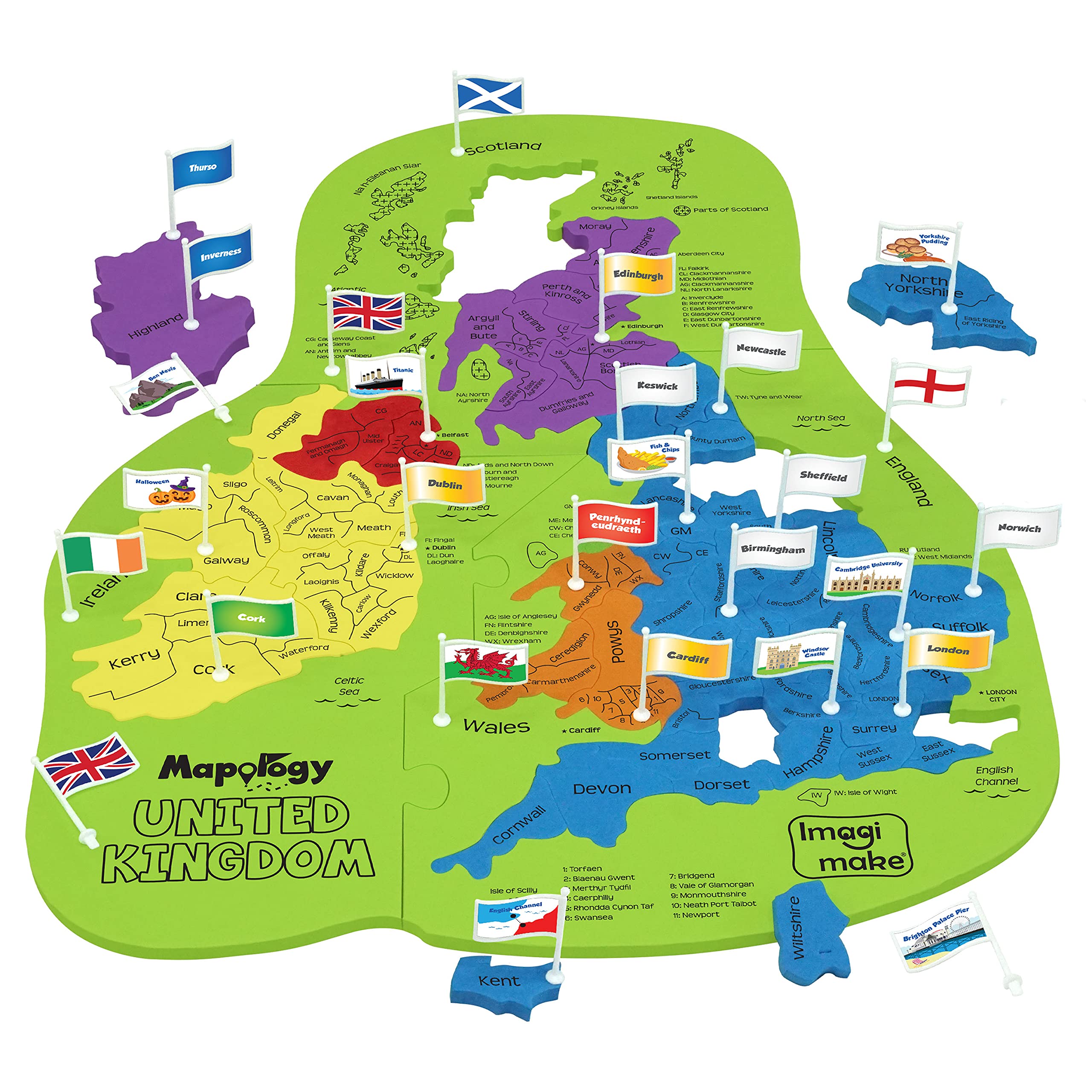 Imagimake Mapology United Kingdom Jigsaw Puzzle for Kids | Flags & Capitals, Fun Facts | Geography Educational Toys & Games | Gifts for Ages 5 6 7 8 9 10 11 12 Years | Boys Toys Age 5