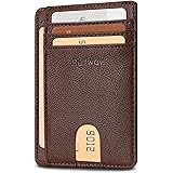 Buffway Slim Minimalist Front Pocket RFID Blocking Leather Wallets for Men Women