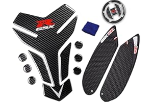REVSOSTAR Real Carbon Fibre Gas Cap, Tank Pad, Anti Slip sticker,Tank Protector for GSXR 600 750 (2006 2007)