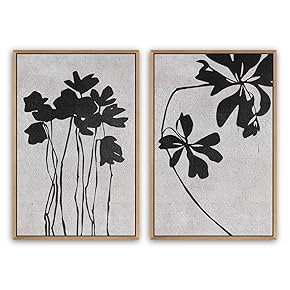 SIGNWIN 2 Piece Framed Canvas Wall Art Black...