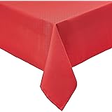 Amazon Basics Square Washable Polyester Fabric Tablecloth - 52" x 52", Red, Pack of 2
