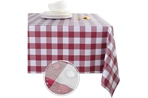 Obstal 100% Waterproof PVC Table Cloth, Oil-Proof Spill-Proof Vinyl Rectangle Tablecloth, Wipeable Table Cover for Outdoor and Indoor Use,Burgundy,54 x 54 Inch