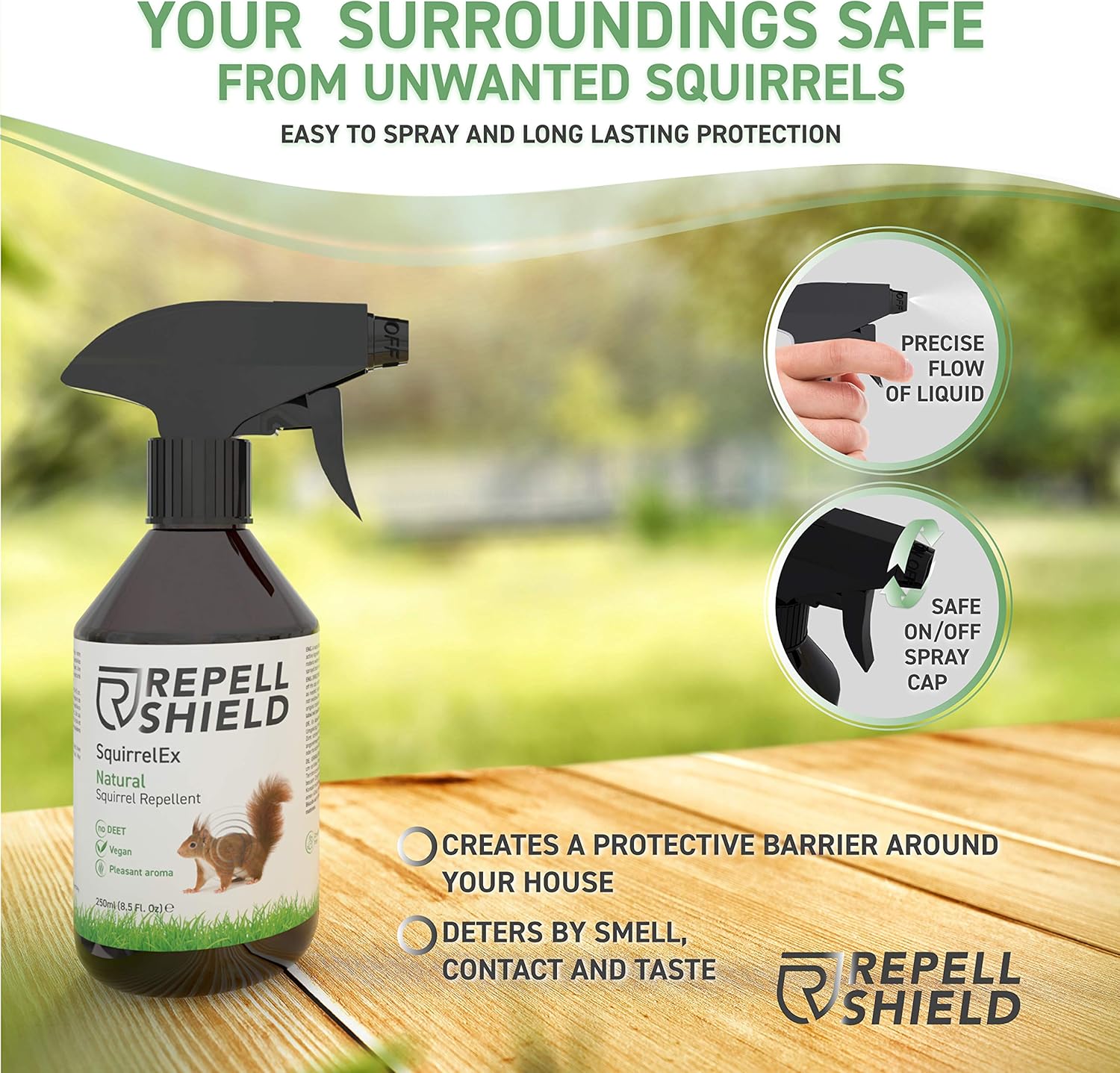 RepellShield Squirrel Repellent Spray, Natural Squirrel Deterrent for Gardens Lofts & Bird Feeders - Image 5