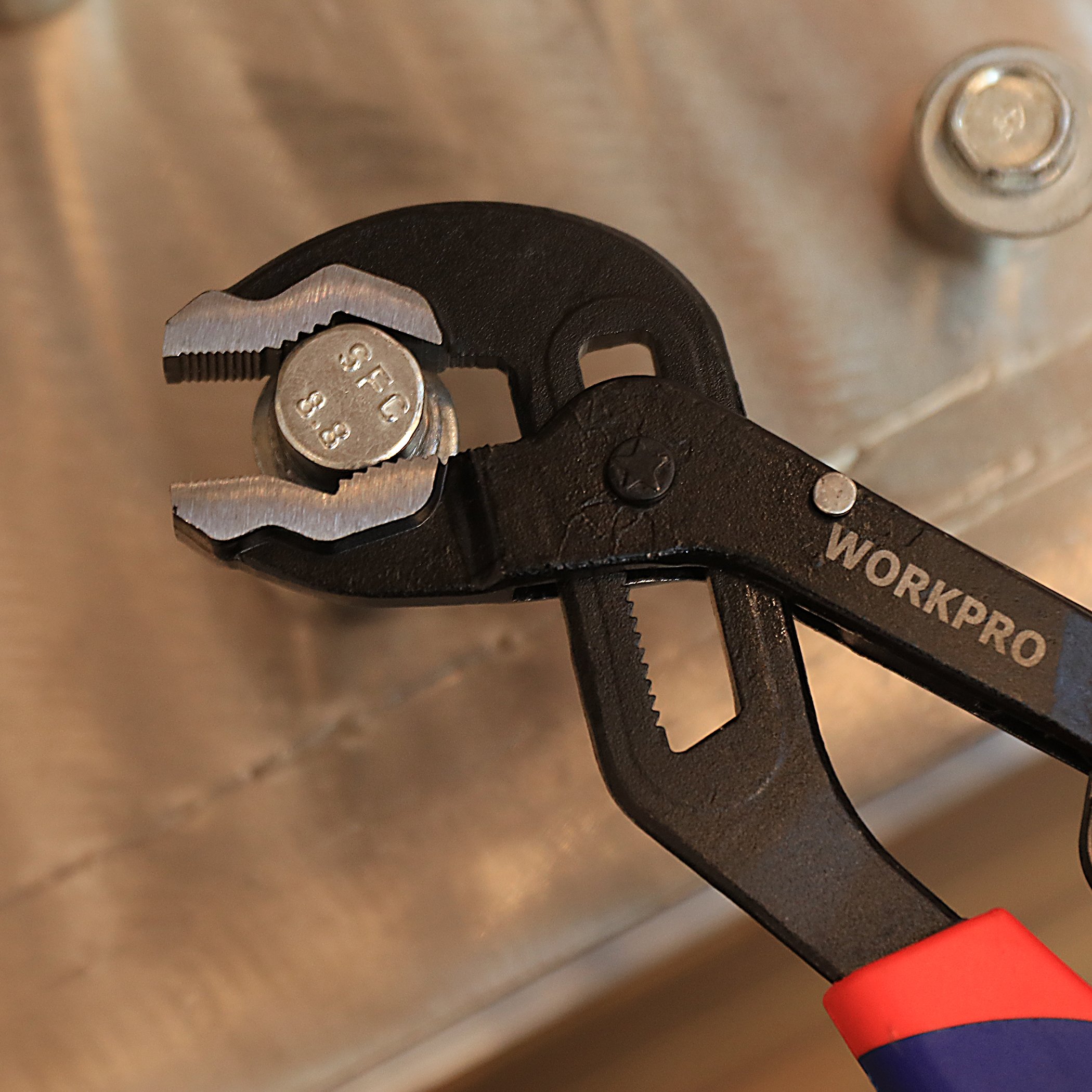 WORKPRO Water Pump Pliers Set Selfadjusting Groove Joint Wrench
