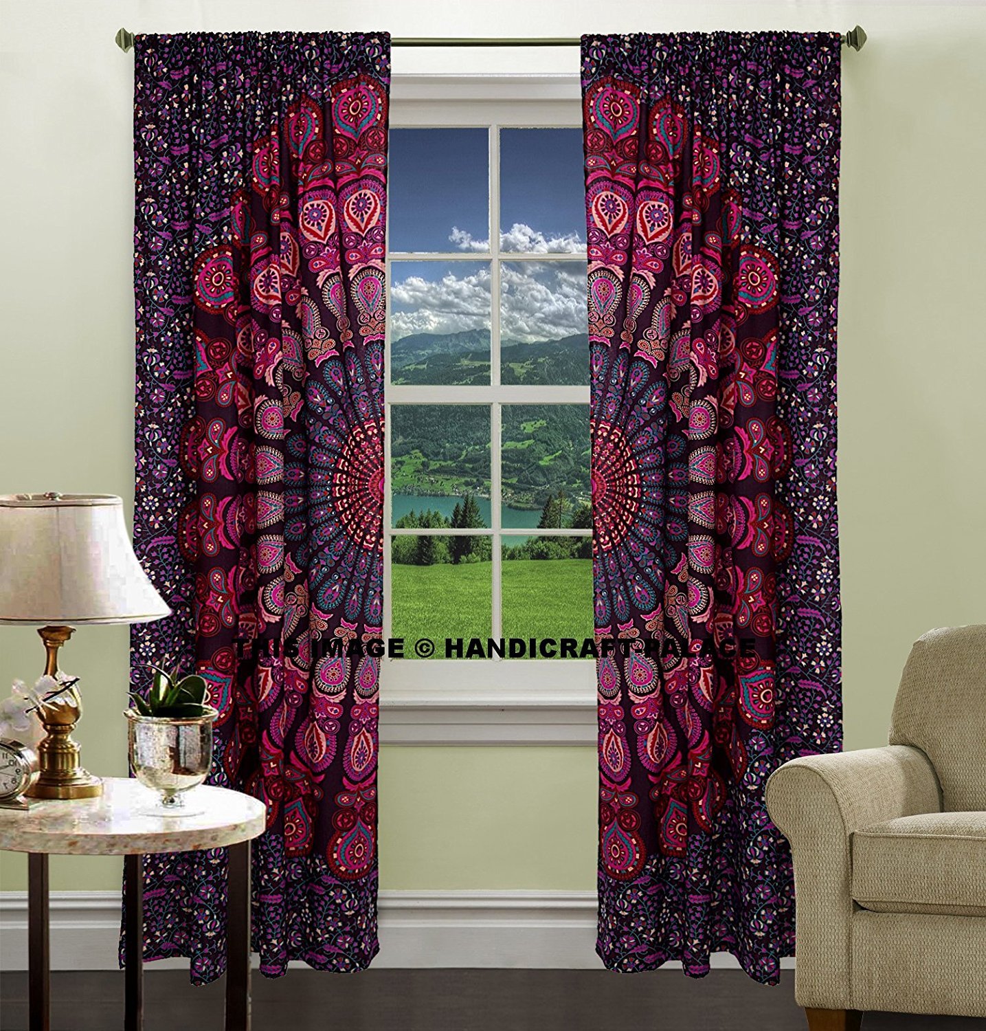 Buy Sovereigns Indian Cotton Peacock Mandala Door Window Cover