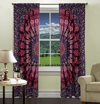 Sovereigns Indian Cotton Peacock Mandala Door Window Cover Curtain Hanging Portiere Drapes Valances