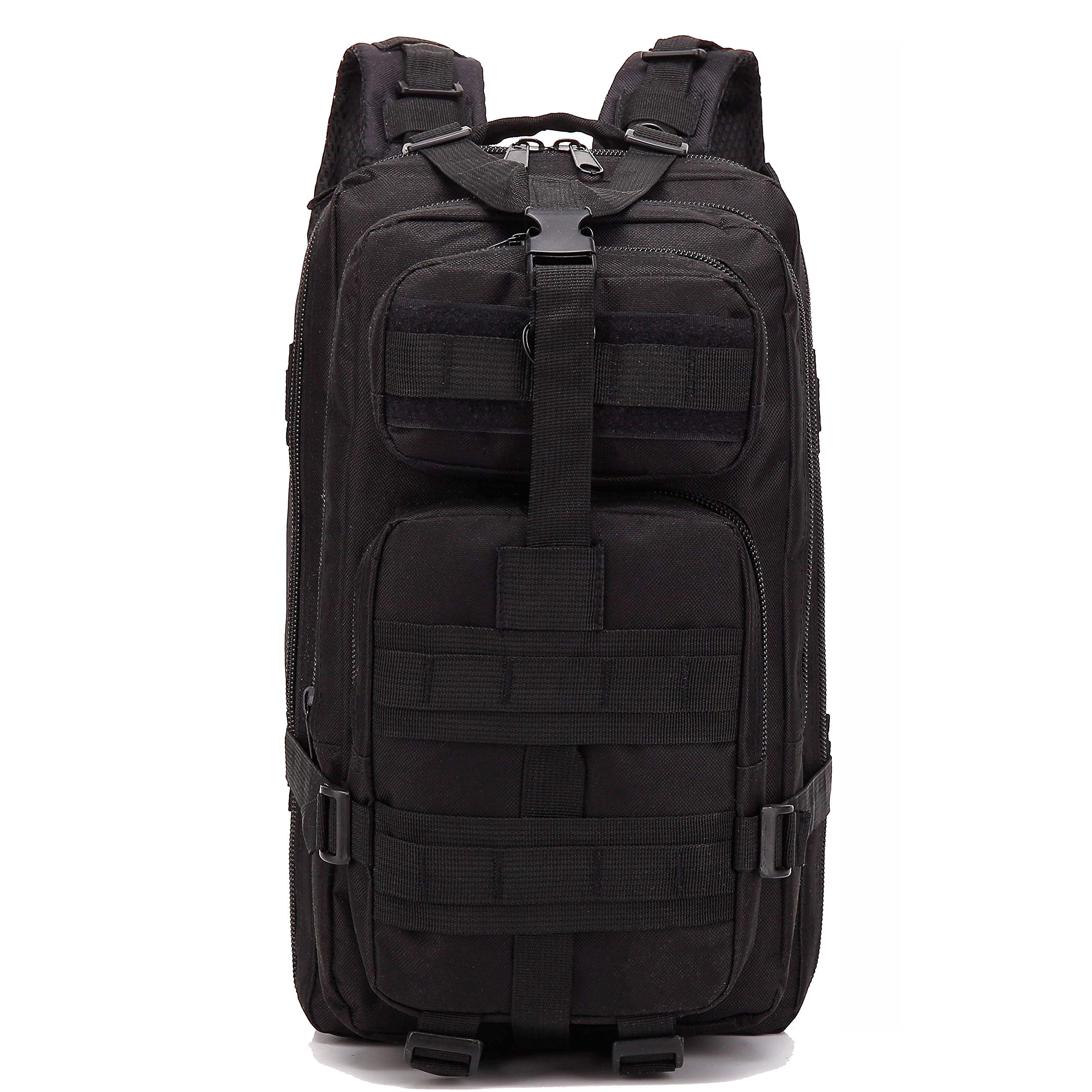 LHI Military Tactical Backpack 25L for Men and Women Molle Army Assault Pack Bug Out Bag Hiking Trekking Hunting Rucksack - Black
