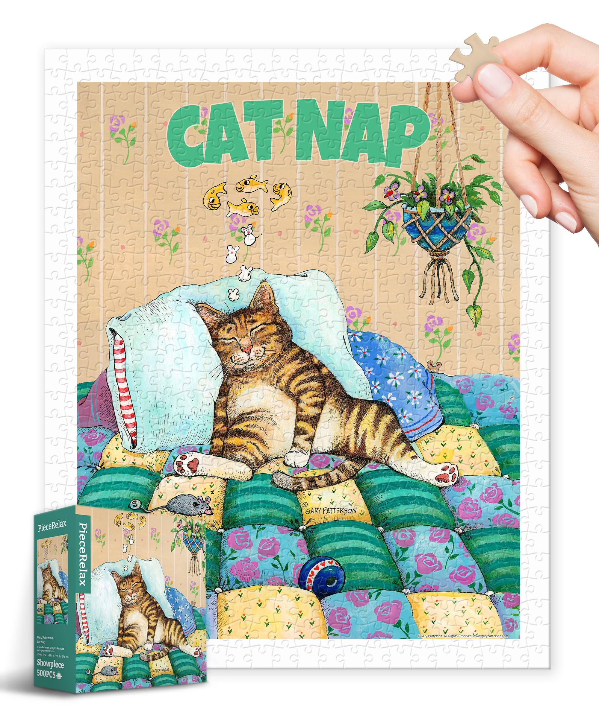 PieceRelax Plastic Jigsaw Puzzles for Adults 500 Pieces Gary Patterson - Cat Nap Most Satisfying Table Games and Gifts No Puzzle Mat Required [H3468]