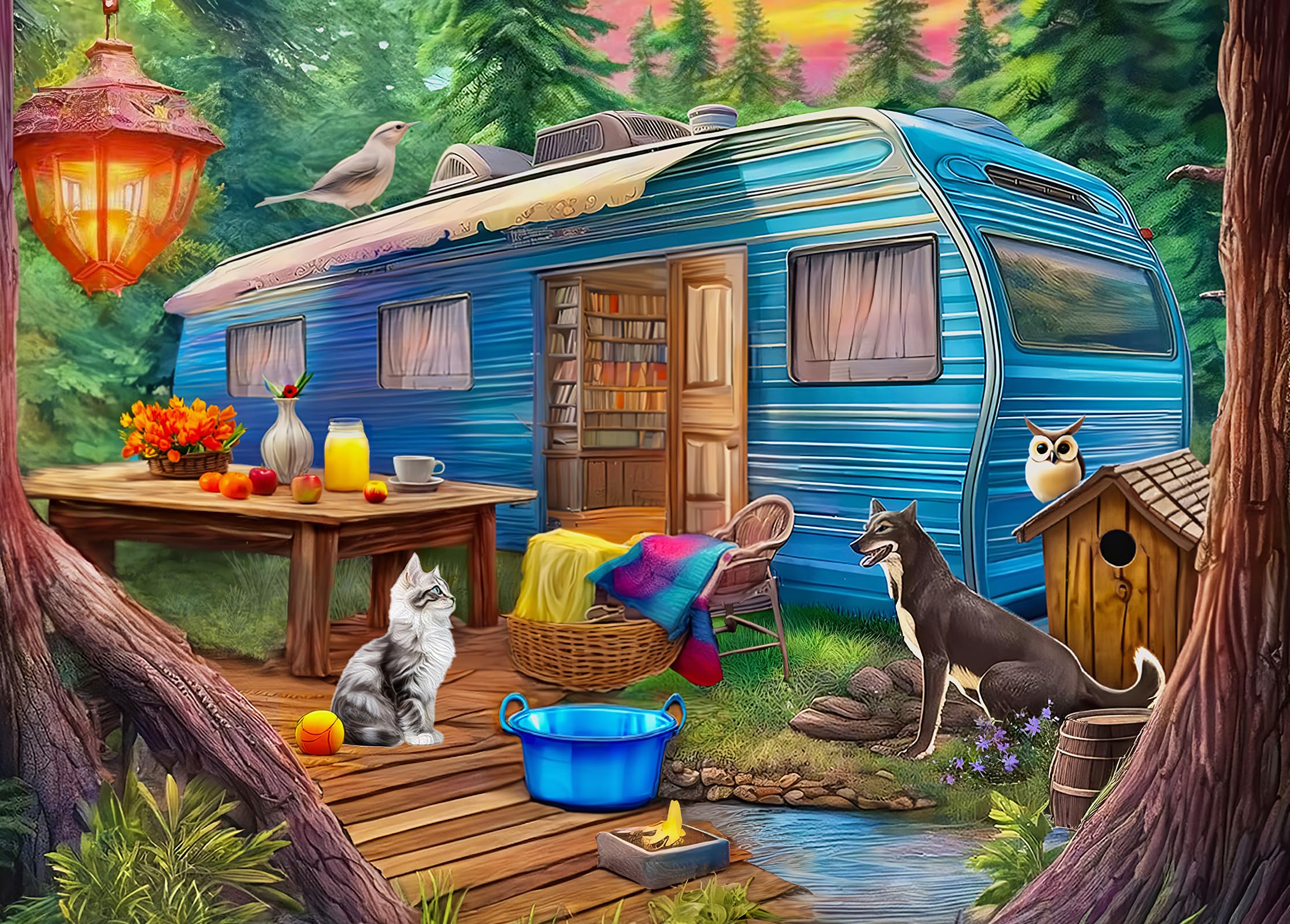 300 Piece Puzzles for Adults - Woodland Caravan Camping