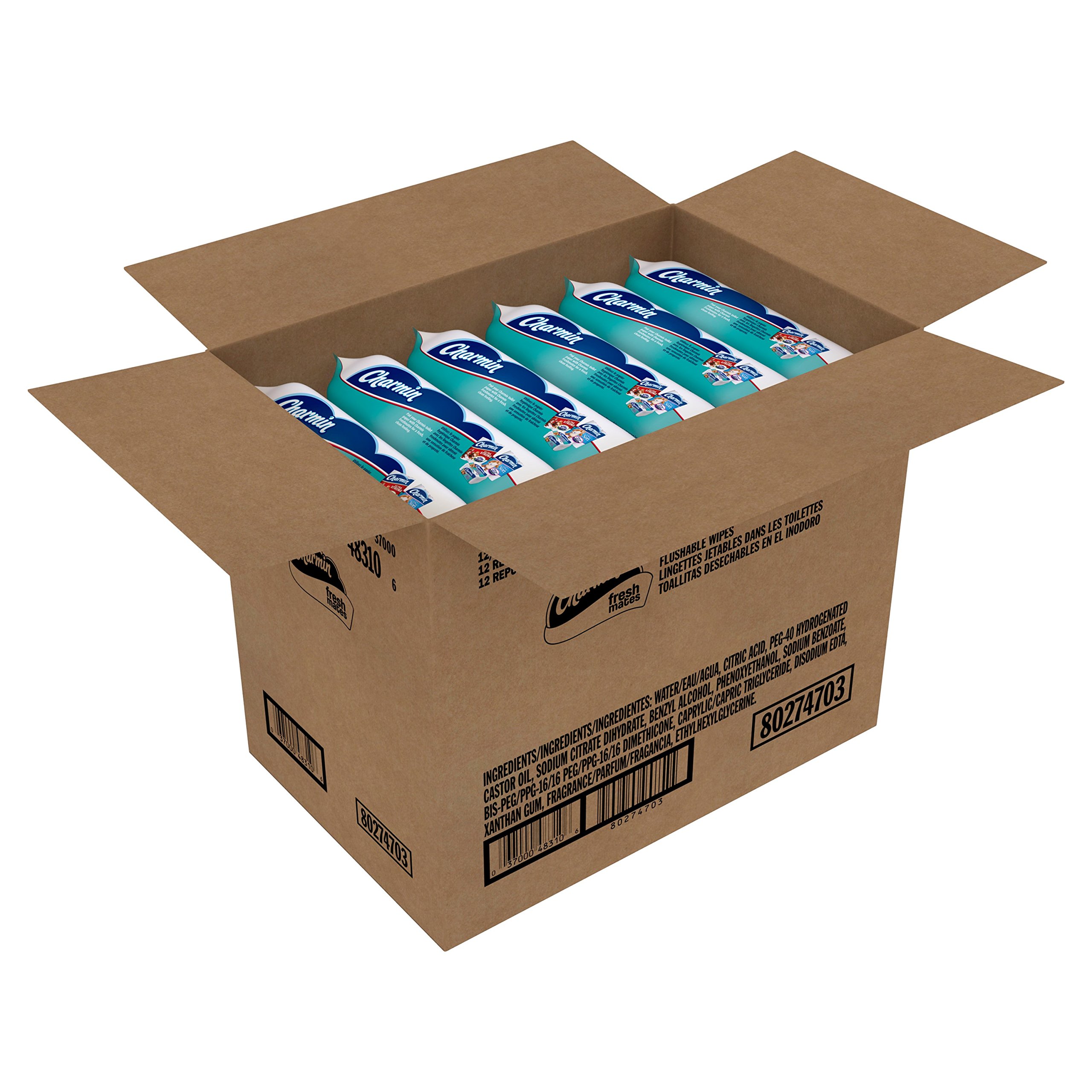 Charmin Freshmates Flushable Wet Wipes, 40 Count (Pack of 12