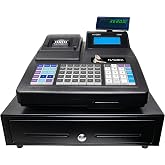 Nadex CR600 Cash Register, 9500 PLU Lookups 60 Dept 50 Clerks, 5 Bill 8 Coin Compartments 2 Check Slots Heavy Duty Steel Cash and Coin Drawer, Two Displays, Multiport