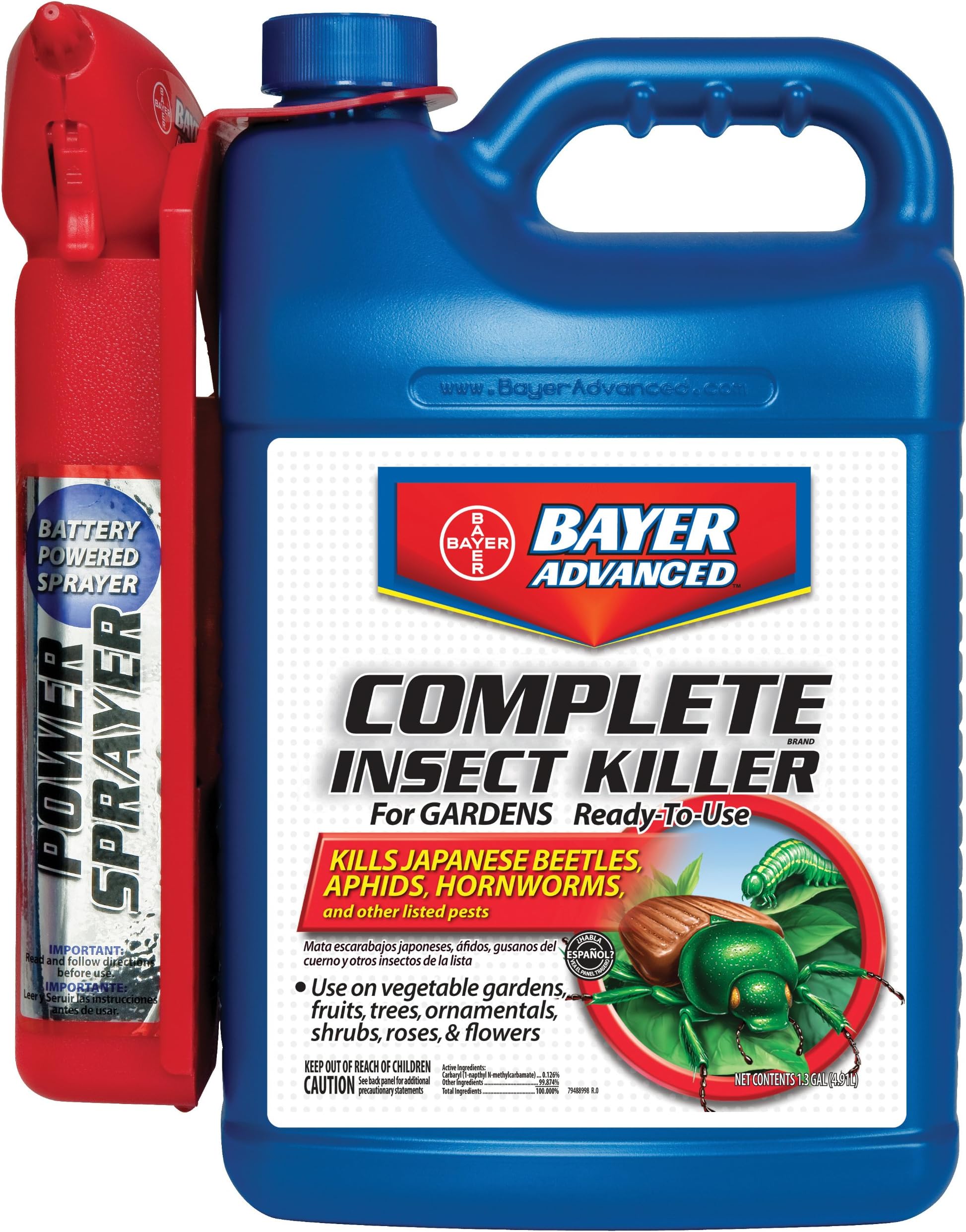Bayer Advanced 700287A Complete Brand Insect Killer For Gardens Ready-To-Use Power Sprayer, 1.3-Gallons