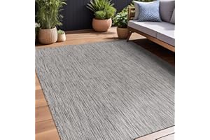 Beverly Rug Indoor Outdoor Rug 5x7, Washable Outside Carpet for Patio, Deck, Porch, Solid Modern Area Rug, Water Resistant, Silver Gray