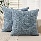 MIULEE Burlap Linen Throw Pillow Covers 18x18 Inch Set of 2 Coastal Blue Farmhouse Spring Decorative Pillows Modern Pillowcases Soft Accent Cushion Covers for Couch Sofa Bedroom Livingroom Home Decor