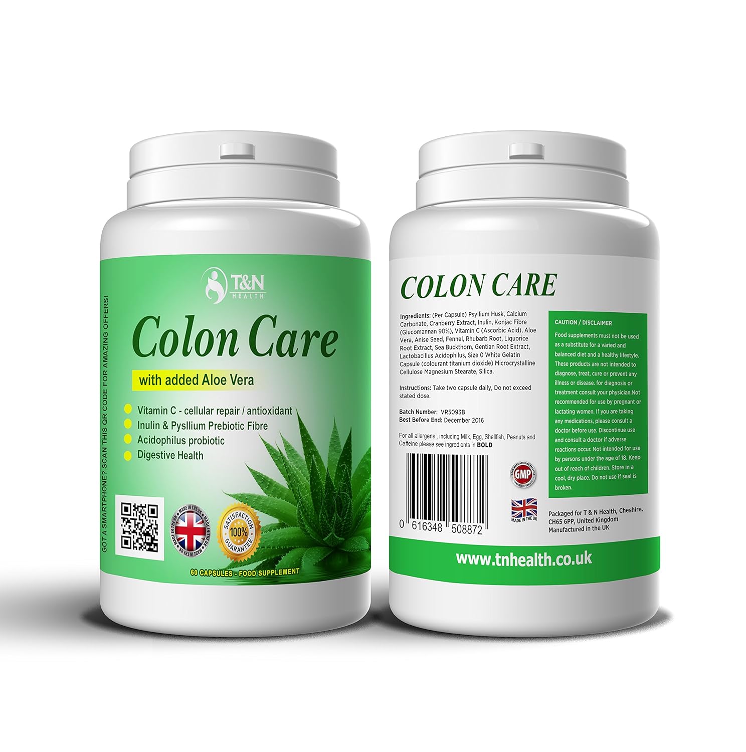 Colon Cleanse Detox Supplement with Added Aloe Vera 60 Capsules High