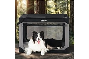 LE SURE Lesure Shown on TODAY Show Soft Collapsible Dog Crate - 36 Inch Portable Travel Crate for Large Dogs Indoor & Outdoor, 4-Door Foldable Pet Kennel with Mesh Windows, Black