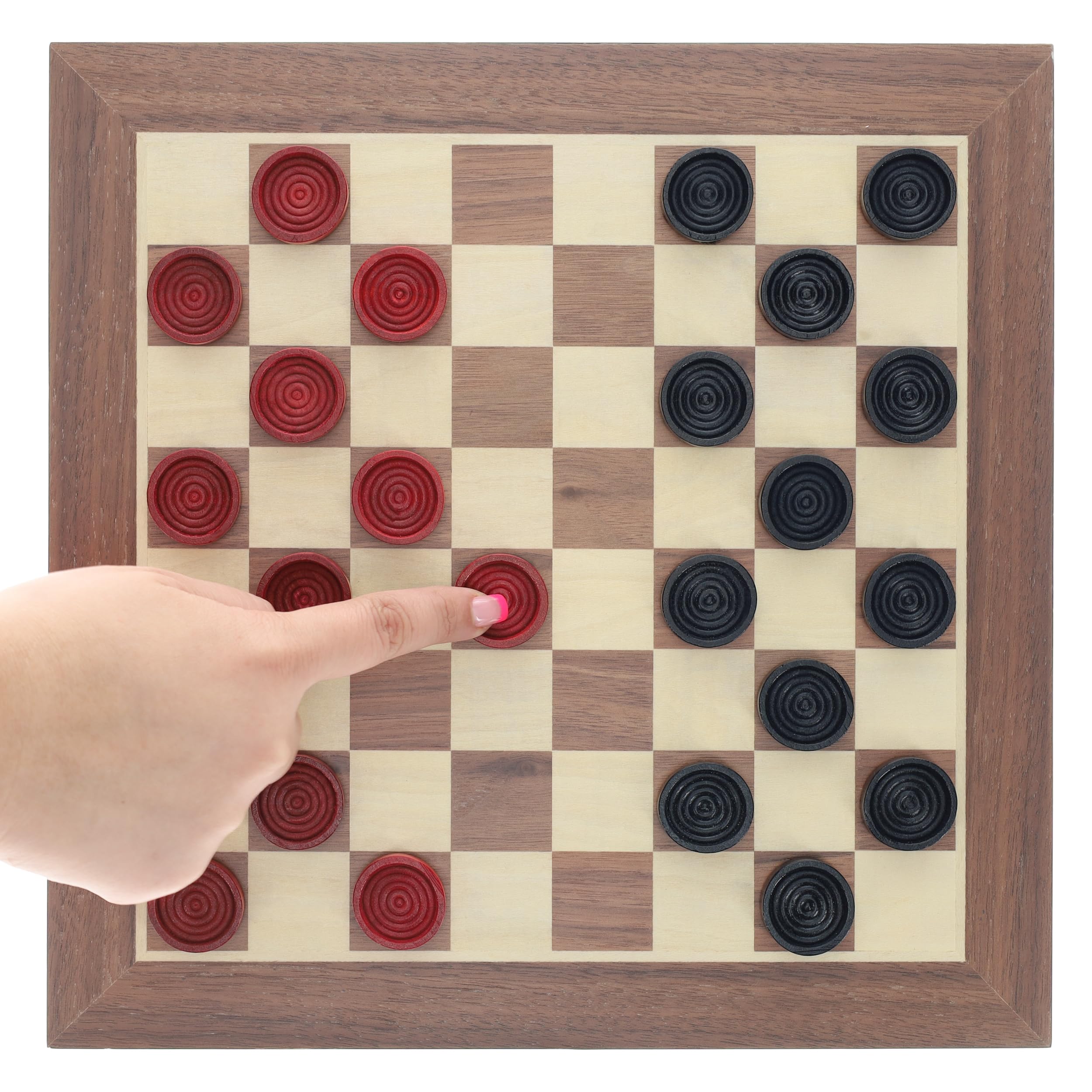 WE Games Wooden Checkers Pieces with Drawstring Storage Bag - 24 Checker Pieces Only - Red & Black, 1.062-inch Diameter