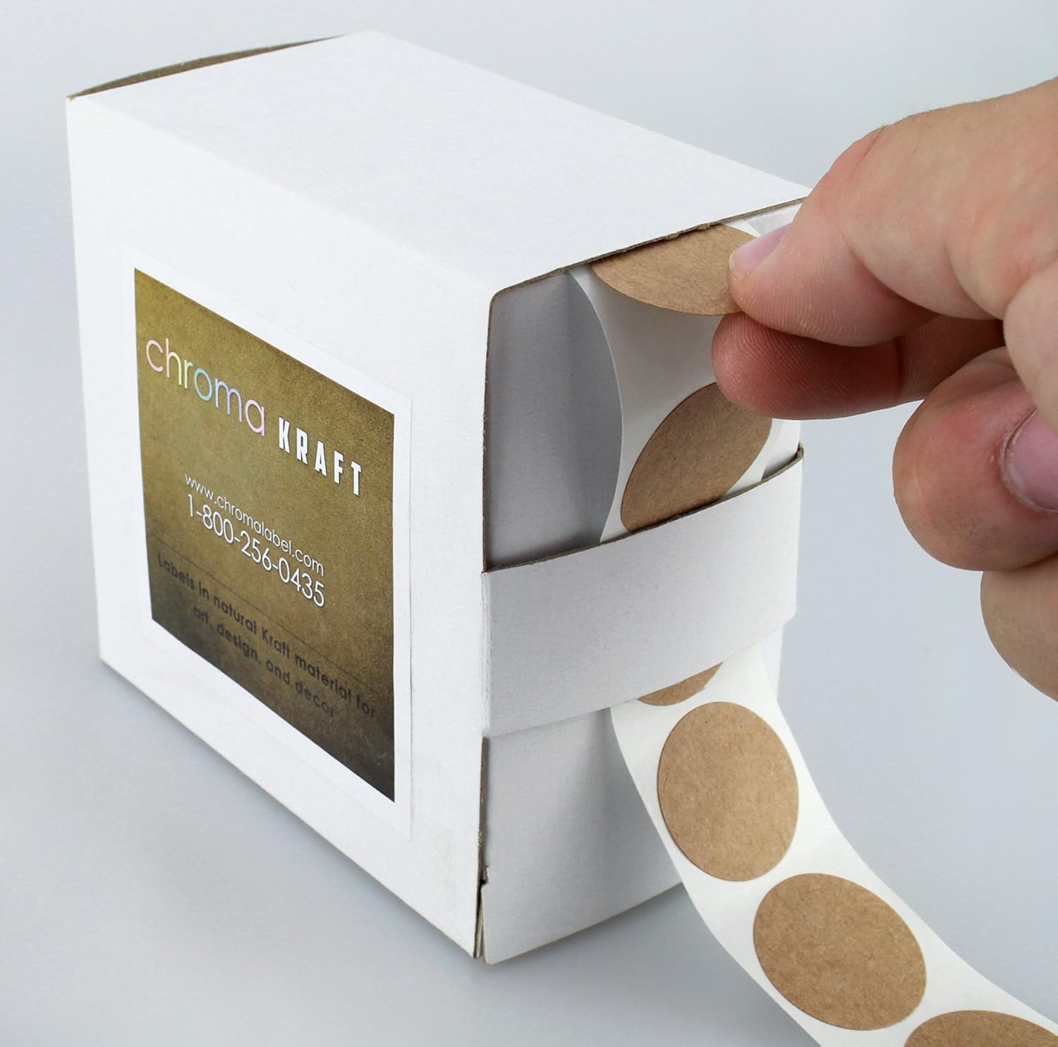1" Brown Kraft Paper Dot Labels 1,000 Round Stickers per Dispenser Box,