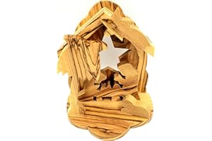 Zuluf Olivewood Olive Wood Nativity Scene Set from Jerusalem Holyland | Wooden Nativity Set for Christmas | Comes with Holy Land Certificate NAT011