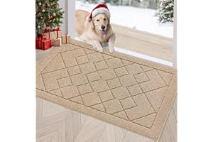 REFETONE Indoor Doormat, Front Back Door Mat 24"x36" Rubber Backing Non Slip Mats, Absorbent Washable Entrance Doormat for Entryway, Resist Dirt Low-Profile Inside Floor Mat for Muddy Shoes, Brown
