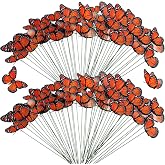 60 Pcs Monarch Butterfly Stakes 4 Size Artificial Waterproof Garden Butterfly Decorations 3D Monarch Butterfly for Day of The Dead Dia De Los Muertos Decor Halloween Party Supplies (60, Orange)