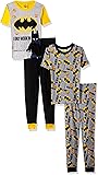 LEGO Batman Pajama Set,Boys 4 Piece PJ Set ,Short Sleeve Long Pants,Cotton,Black Yellow, - sizes 4 to 10