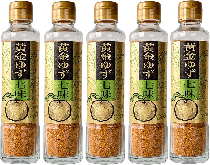 Amazon 黄金ゆず七味 90g 5本 黄金色の七味です 唐辛子 大蒜 たっぷり 進化した柚子しちみ唐辛子 ユズととうがらしとニンニク 手作りにこだわっています 調味料 早池峰 にんにく入しちみ8ミックススパイス 料理が美味しくなる 特選七味唐辛子 具材 香辛料 唐辛子 通販