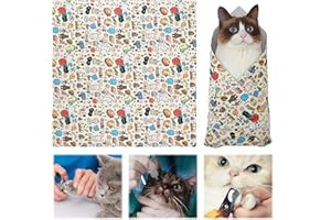1 Pack Cat Wrap for Grooming, Self-Adhesive Cat Wrap Anti-Scratch Cats Bathing Bag Cats Restraint for Nail Clipping Teeth Bru